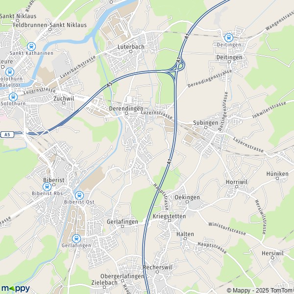 La carte pour la ville de Derendingen 4552-4553