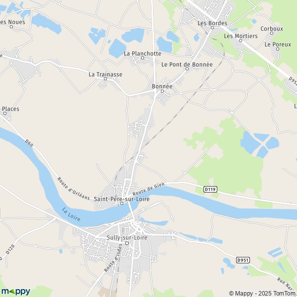 La carte pour la ville de Saint-Père-sur-Loire 45600