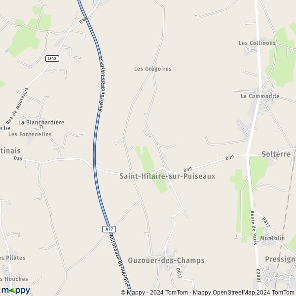 La carte pour la ville de Saint-Hilaire-sur-Puiseaux 45700