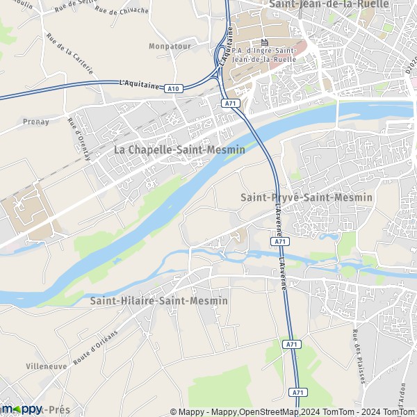 La carte pour la ville de Saint-Pryvé-Saint-Mesmin 45750