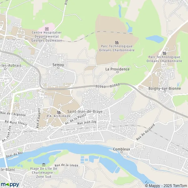 Plan SaintJeandeBraye carte de SaintJeandeBraye (45800) et