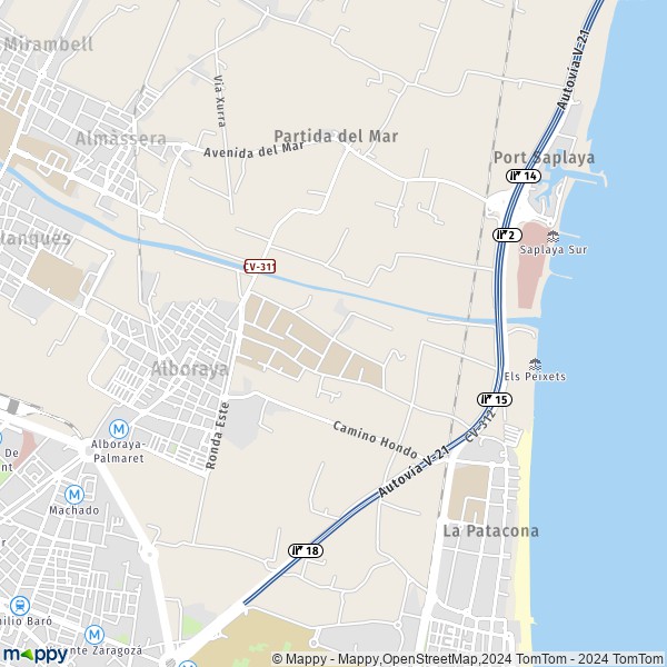 La carte pour la ville de 46019-46120 Alboraya