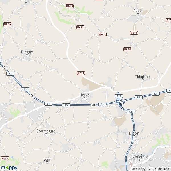 La carte pour la ville de 4608-4880 Herve