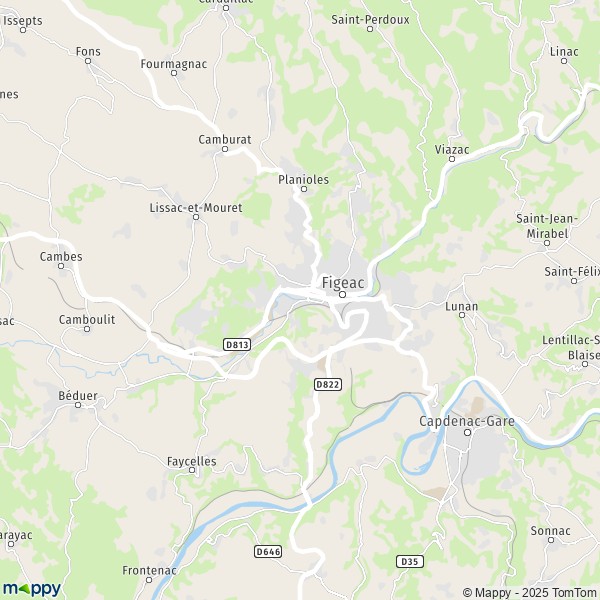 La carte pour la ville de Figeac 46100