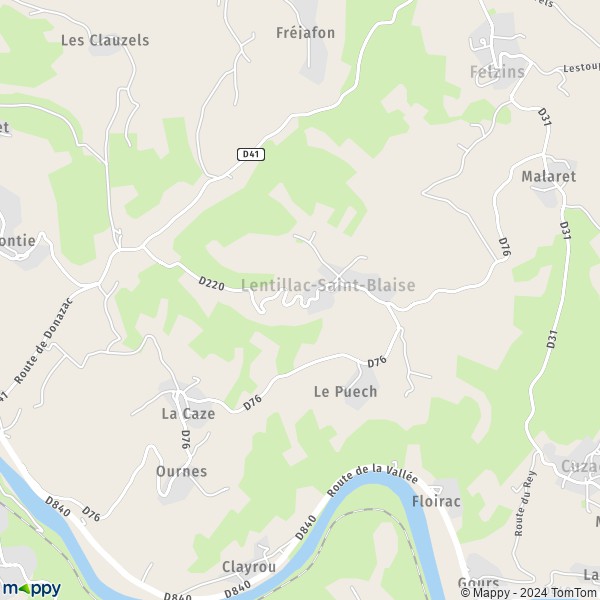 La carte pour la ville de Lentillac-Saint-Blaise 46100