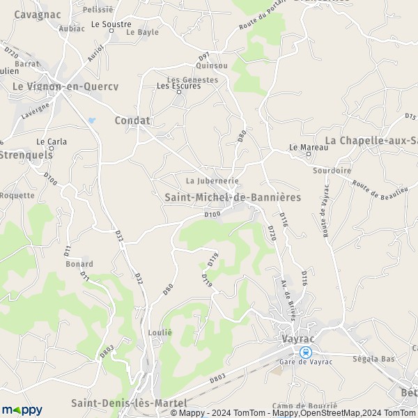 La carte pour la ville de Saint-Michel-de-Bannières 46110