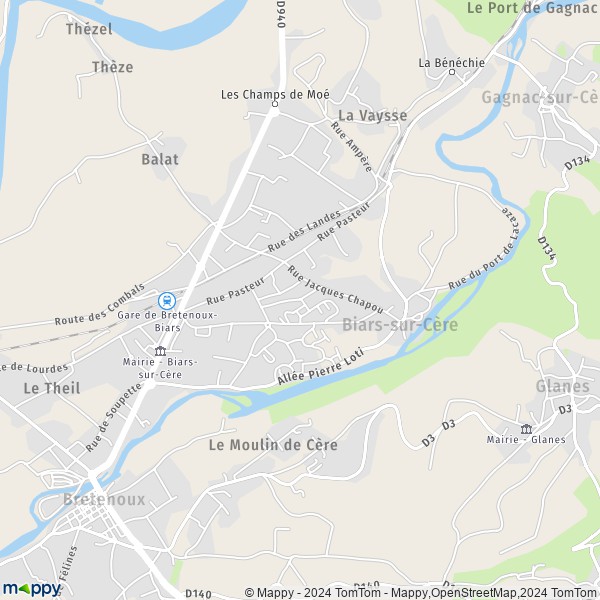 La carte pour la ville de Biars-sur-Cère 46130