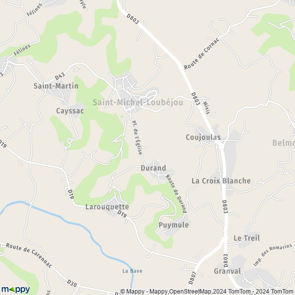 La carte pour la ville de Saint-Michel-Loubéjou 46130