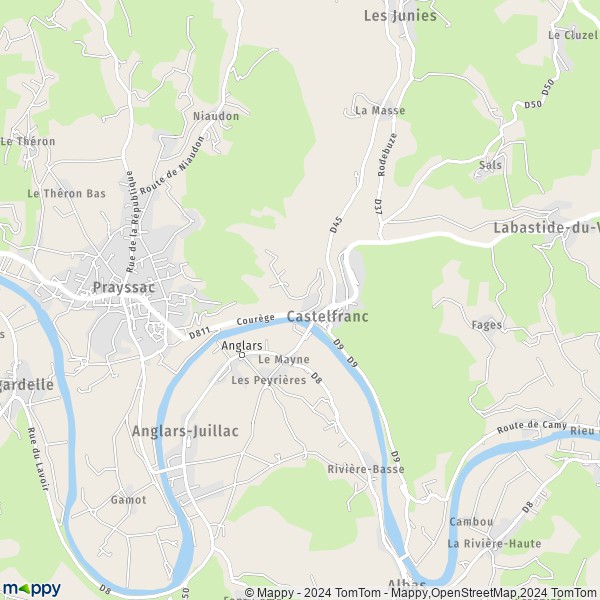 La carte pour la ville de Castelfranc 46140