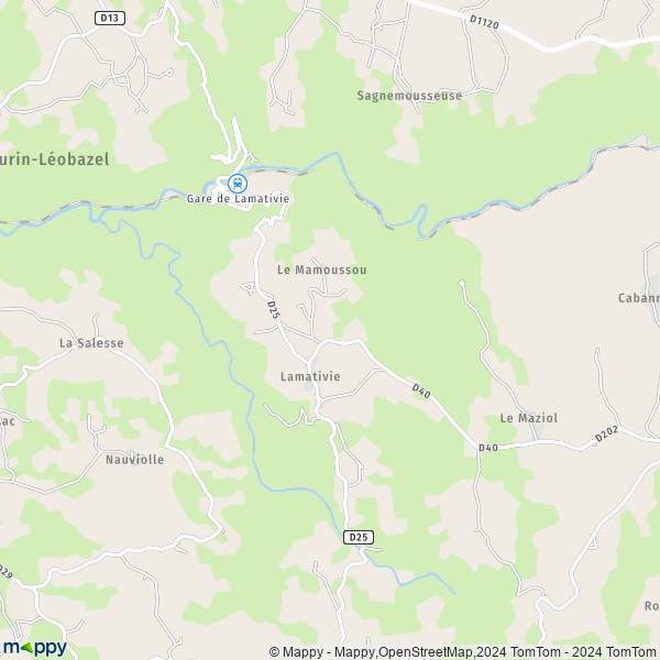 La carte pour la ville de Lamativie, 46190 Sousceyrac-en-Quercy