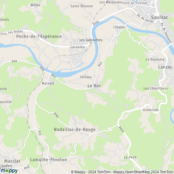 La carte pour la ville de Le Roc 46200