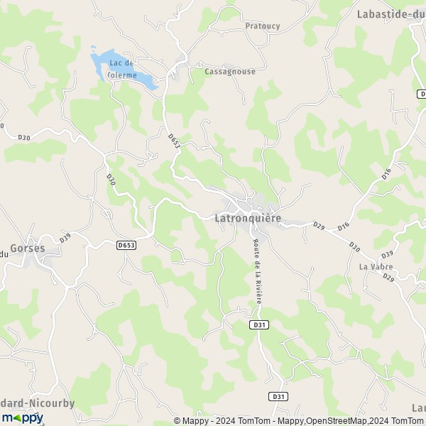 La carte pour la ville de Latronquière 46210