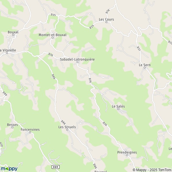 La carte pour la ville de Sabadel-Latronquière 46210