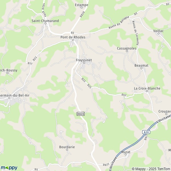 La carte pour la ville de Frayssinet 46310