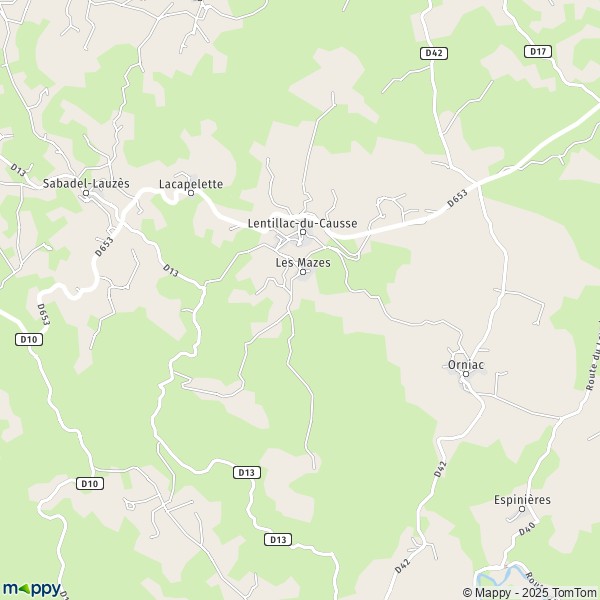 La carte pour la ville de Lentillac-du-Causse 46330