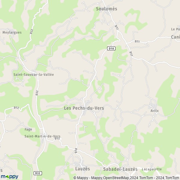 La carte pour la ville de Saint-Cernin, 46360 Les Pechs-du-Vers
