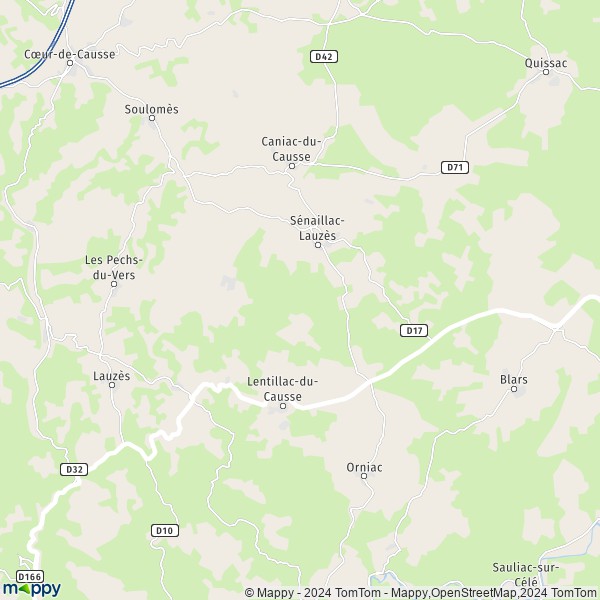 La carte pour la ville de Sénaillac-Lauzès 46360