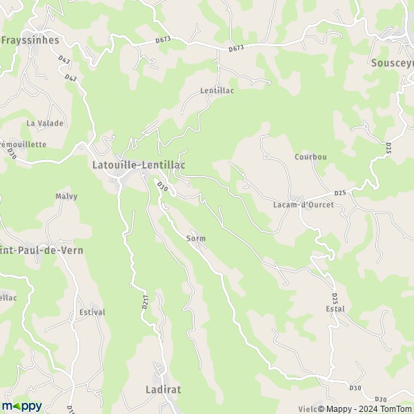 La carte pour la ville de Latouille-Lentillac 46400