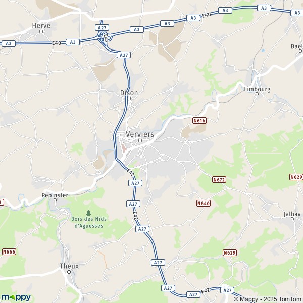 La carte pour la ville de 4650-4860 Verviers
