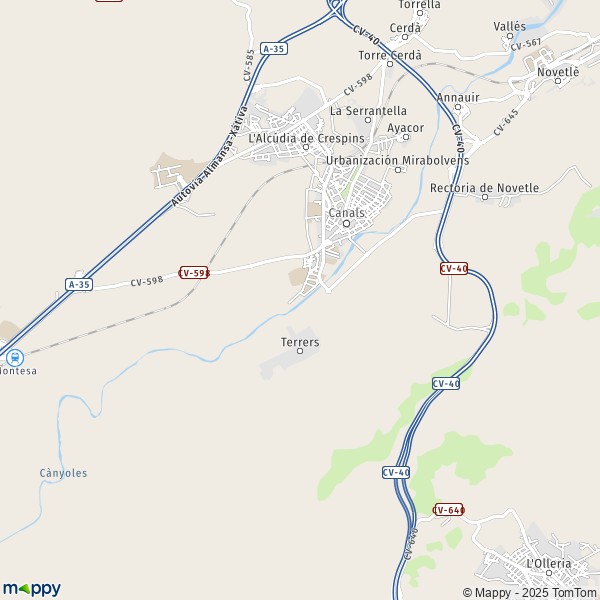 La carte pour la ville de 46650-46813 Canals
