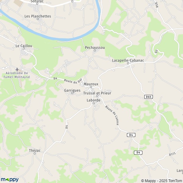 La carte pour la ville de Mauroux 46700