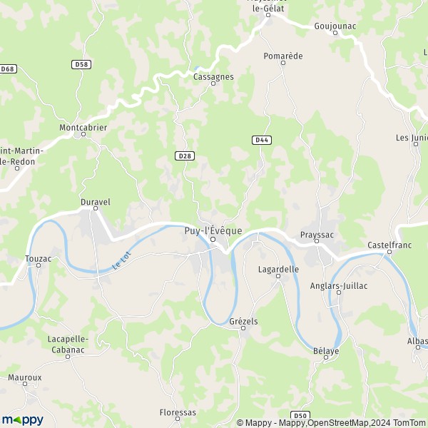 La carte pour la ville de Puy-l'Évêque 46700