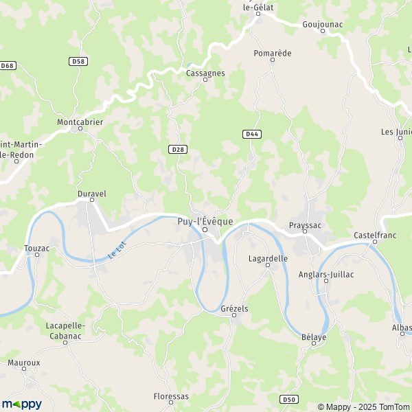 La carte pour la ville de Puy-l'Évêque 46700