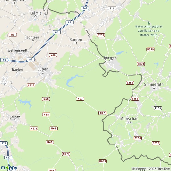 La carte pour la ville de 4700-4701 Eupen