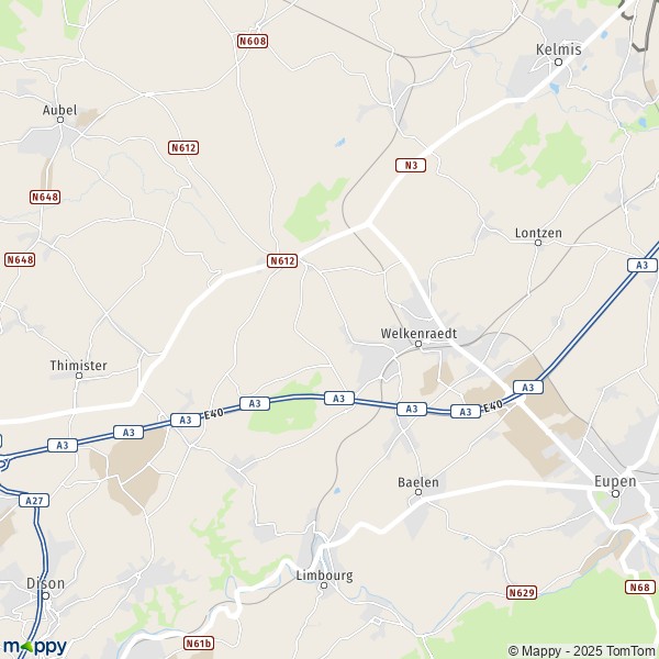 La carte pour la ville de 4710-4841 Welkenraedt