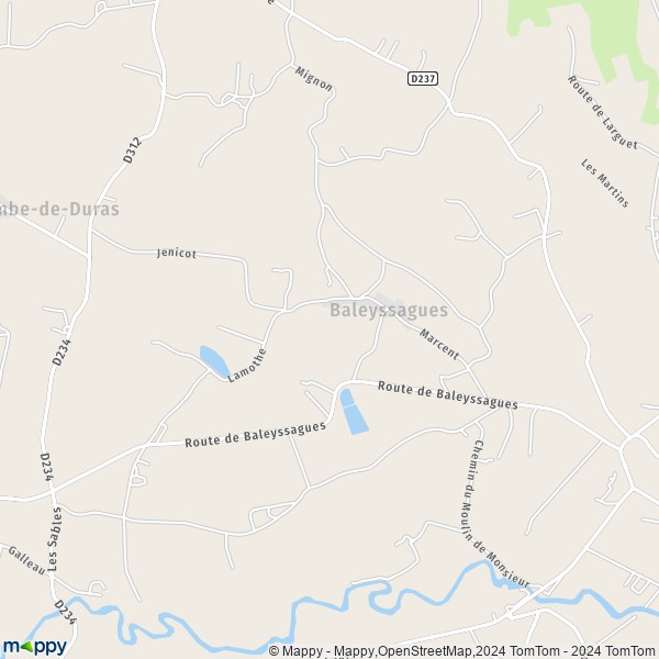 La carte pour la ville de Baleyssagues 47120
