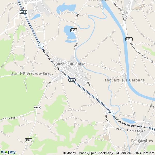 La carte pour la ville de Buzet-sur-Baïse 47160