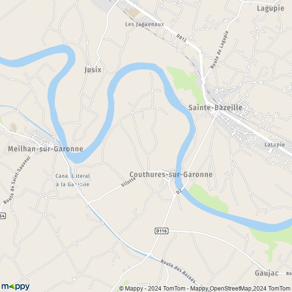 La carte pour la ville de Couthures-sur-Garonne 47180