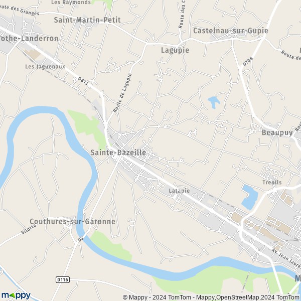 La carte pour la ville de Sainte-Bazeille 47180