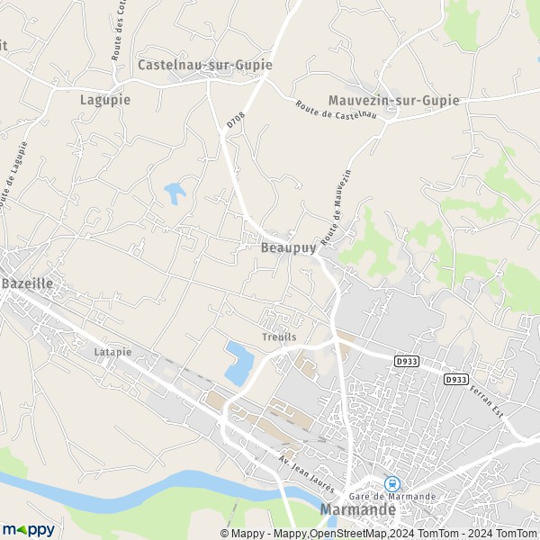 La carte pour la ville de Beaupuy 47200