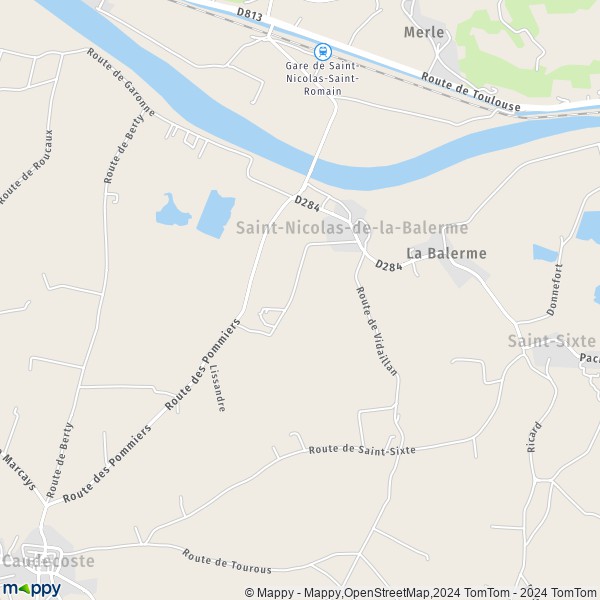 La carte pour la ville de Saint-Nicolas-de-la-Balerme 47220