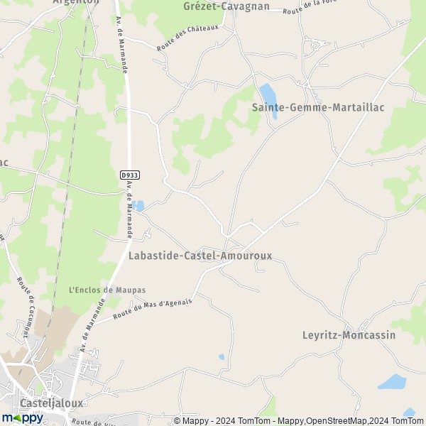 La carte pour la ville de Labastide-Castel-Amouroux 47250