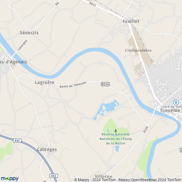La carte pour la ville de Lagruère 47400