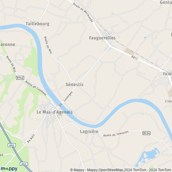 La carte pour la ville de Sénestis 47430