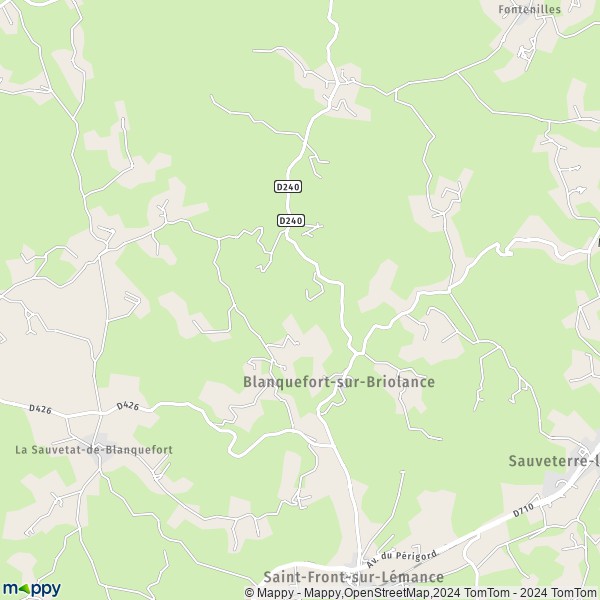 La carte pour la ville de Blanquefort-sur-Briolance 47500