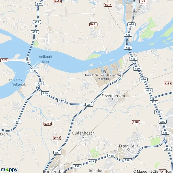 La carte pour la ville de Moerdijk 4758-4797