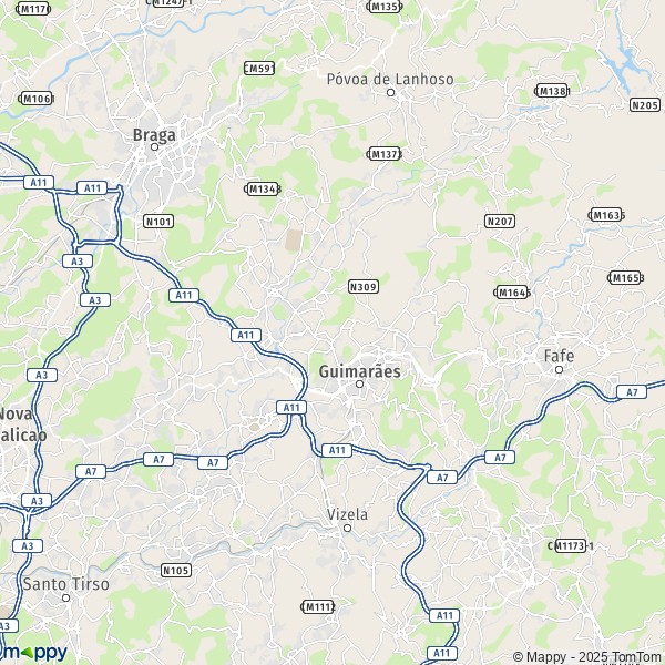 La carte pour la ville de 4765-4835 Guimaraes