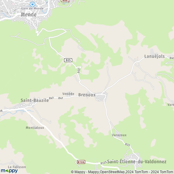 La carte pour la ville de Brenoux 48000