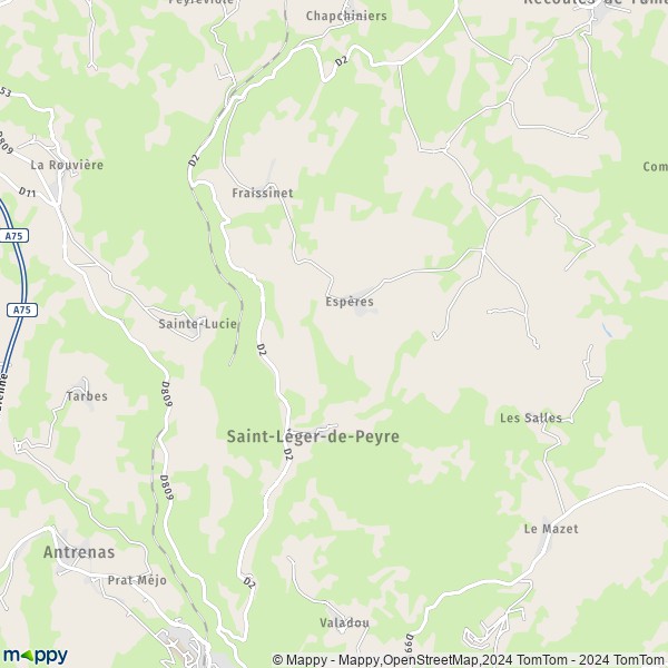 La carte pour la ville de Saint-Léger-de-Peyre 48100