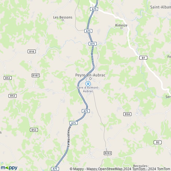 La carte pour la ville de Aumont-Aubrac, 48130 Peyre-en-Aubrac