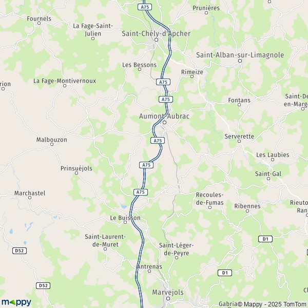 La carte pour la ville de Saint-Sauveur-de-Peyre, 48130 Peyre-en-Aubrac