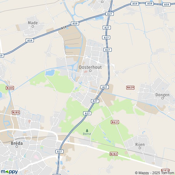La carte pour la ville de Oosterhout 4817-5121