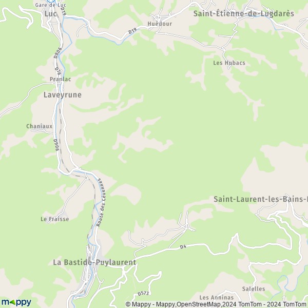 La carte pour la ville de Laveyrune 48250