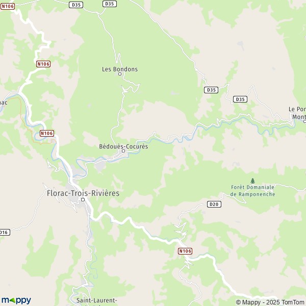 La carte pour la ville de Bédouès-Cocurès 48400