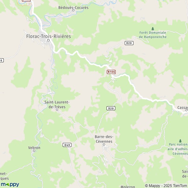 La carte pour la ville de Cans-et-Cévennes 48400