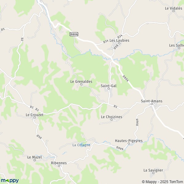 La carte pour la ville de Saint-Gal 48700